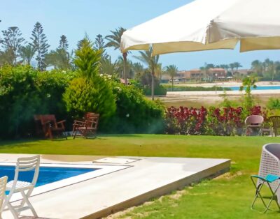 الساحل الشمالي مارينا 4 – فيلا 5 غرف 6 حمام صف أول على البحيرة بحمام سباحة خاص